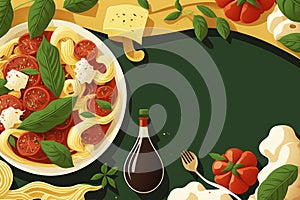 Italian food banner. Design template for iitalian restaurant with space to write. Generative AI.