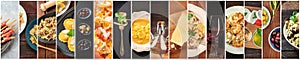 Italian Food Collage. A panorama of dishes