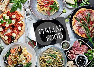 Italian food  on dark background