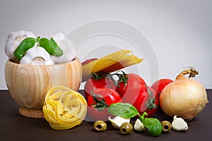 Italian food ingredients for cooking