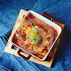 Italian Food. Lasagna plate.