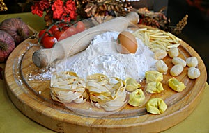 Italian food pasta in a Tuscan restaurant , Florence Italy  photo