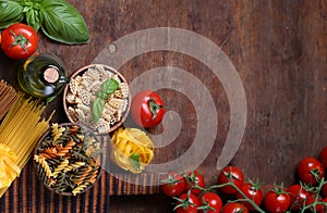 italian food pasta basil cherry tomatoes