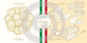Italian Food Pasta with Filling Ravioli Tondo photo