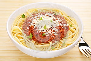 Italian Food Pasta Spaghetti Bolognese Tabletop photo