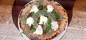 Italian food Pizza with mozzarella and rocket