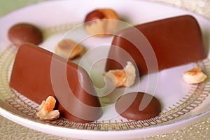 Italian food product, Gianduiotto the traditional Piedmont chocolate with hazelnut