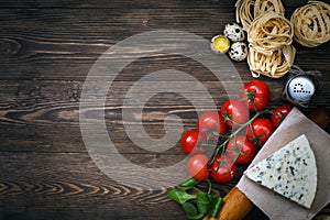 Italian food recipe on rustic wood