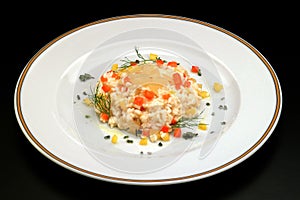 Italian food recipes. Risotto with alpine Toma cheese photo