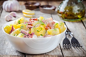 Italian food: salad with octopus, potatoes and onions