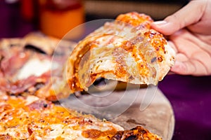 Italian food. Slice of Rustica pizza