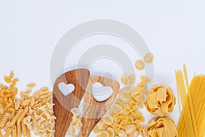 Italian foods concept and menu design. Various kind of Pasta Far