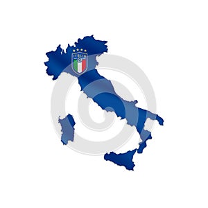 Italian football logo map with flag in blue