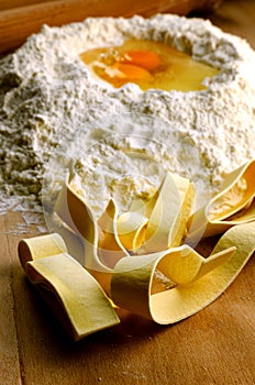 Italian fresh pasta: pappardelle photo