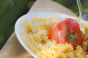 Italian fusilli pasta with tomatoes