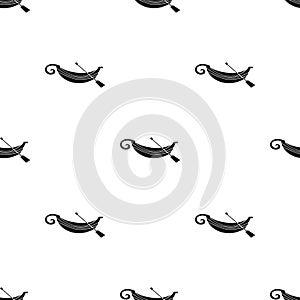 Italian gondola icon in black style isolated on white background. Italy country pattern stock vector illustration.