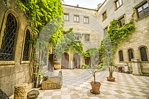 Italian green courtyard in Brindisi, Puglia, Italy