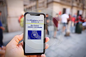 Italian Green Pass. EU Digital certificate Covid-19