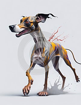 Italian Greyhound Dog white background Splash Art 1