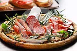 Italian ham and salami with herbs