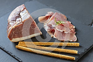 Italian ham served with grissini