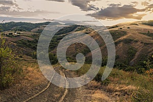 Italian hills at sunset