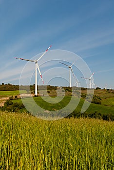 Italian hills with wind turbines