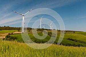 Italian hills with wind turbines