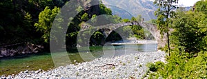 Italian historical bridge Ponte Del Diavolo Lanzo Torinese