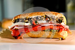 Italian Hoagie Sandwich with peppers