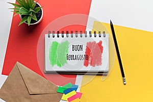 Italian Holiday buon ferragosto drawn on a notebook