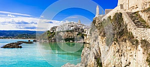 Italian holidays, picturesque coastal town Vieste,Puglia.