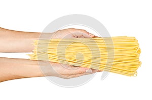 italian home made yellow pasta with hand, home cooking concept