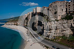 Italian houses fronting the sea on cliff over