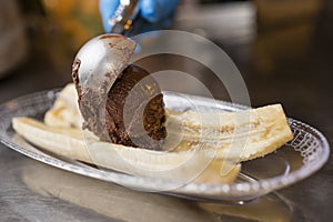 Italian ice cream artisanal preparation