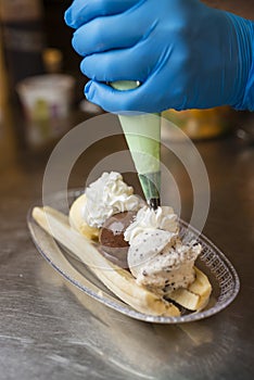 Italian ice cream artisanal preparation