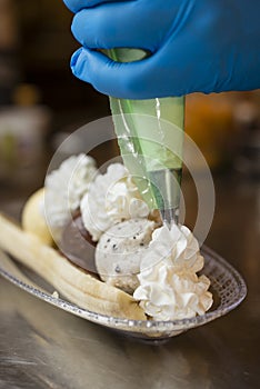 Italian ice cream artisanal preparation