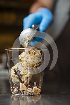 Italian ice cream artisanal preparation
