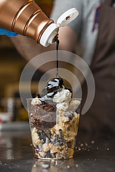 Italian ice cream artisanal preparation