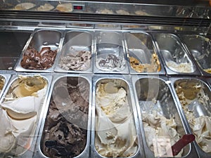 Italian ice cream on the counter