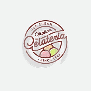 Italian ice cream logo. Gelateria emblem and sign. Italian ice cream emblem.