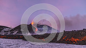 Spectacular Volcano Etna eruption ,Sicily , Italy photo