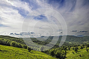 Italian landscape with hills and clouds