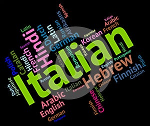 Italian Language Shows Foreign Translate And Vocabulary