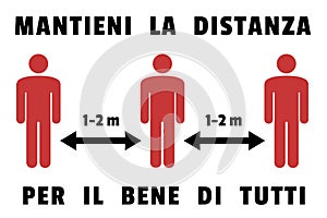 Italian language social distancing sign photo