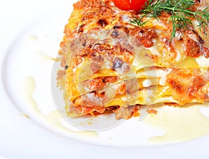 The Italian lasagna on a plate