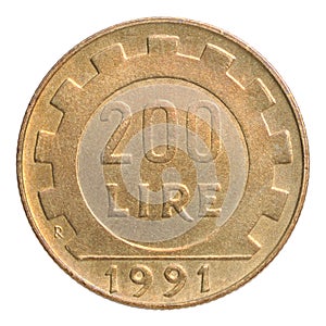 Italian lira coin