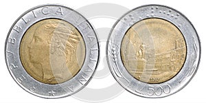 Italian lira coin