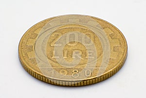 Italian 200 Lire Coin Macro photo