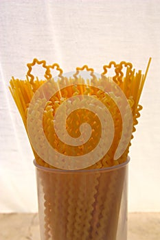 Italian long pasta known as Fusilli lunghi long spiral pasta